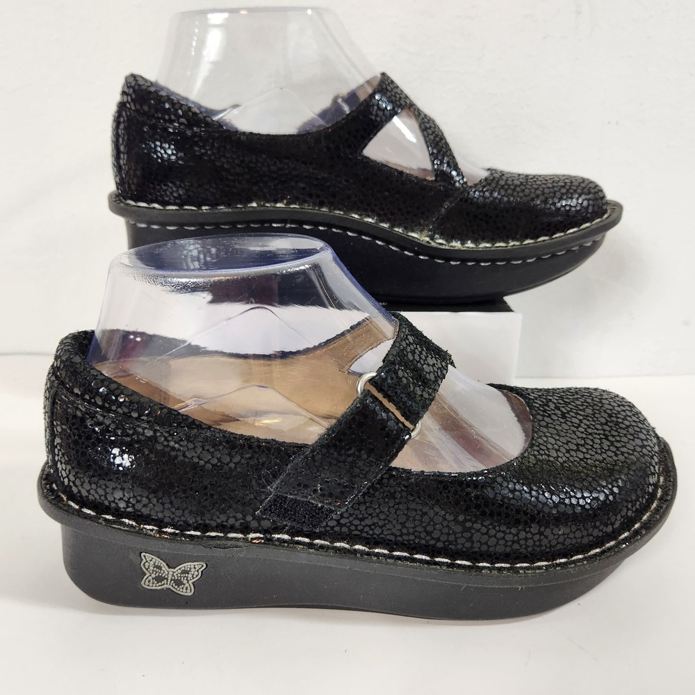 Alegria Dayna DAY561 Mary Jane Comfort Shoes Black Shimmer Leather EU35 US 5-5.5